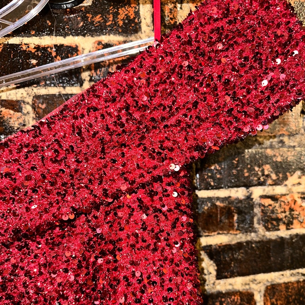 Ruby Red Sequin Mermaid Gown Perfect For Christmas - image 5